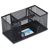 Pen Holder Metal Rectangular Grid Pencil Container Black Desk Storage Box for Office