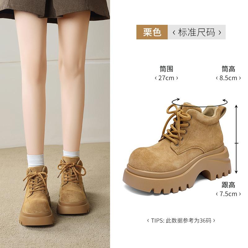 Августинская платформа Мартинсы новые зимние коричневые короткие ботинки Британский стиль ретро тонкие мотоциклетные ботинки