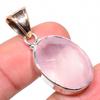 Natural Rose Quartz Gemstone 925 Solid Sterling Silver Gift Pendant 1.54" Z7i53