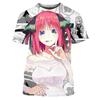 Летняя футболка Quintessential Quintuplets в стиле аниме для девочек Nakano Nino с 3D принтом, повседневные модные футболки с короткими рукавами, мужская одежда