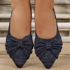 Женские слипоны из ткани Flyknit широкой полноты - Лоферы с низким вырезом и бантом для работы, Дышащая повседневная обувь