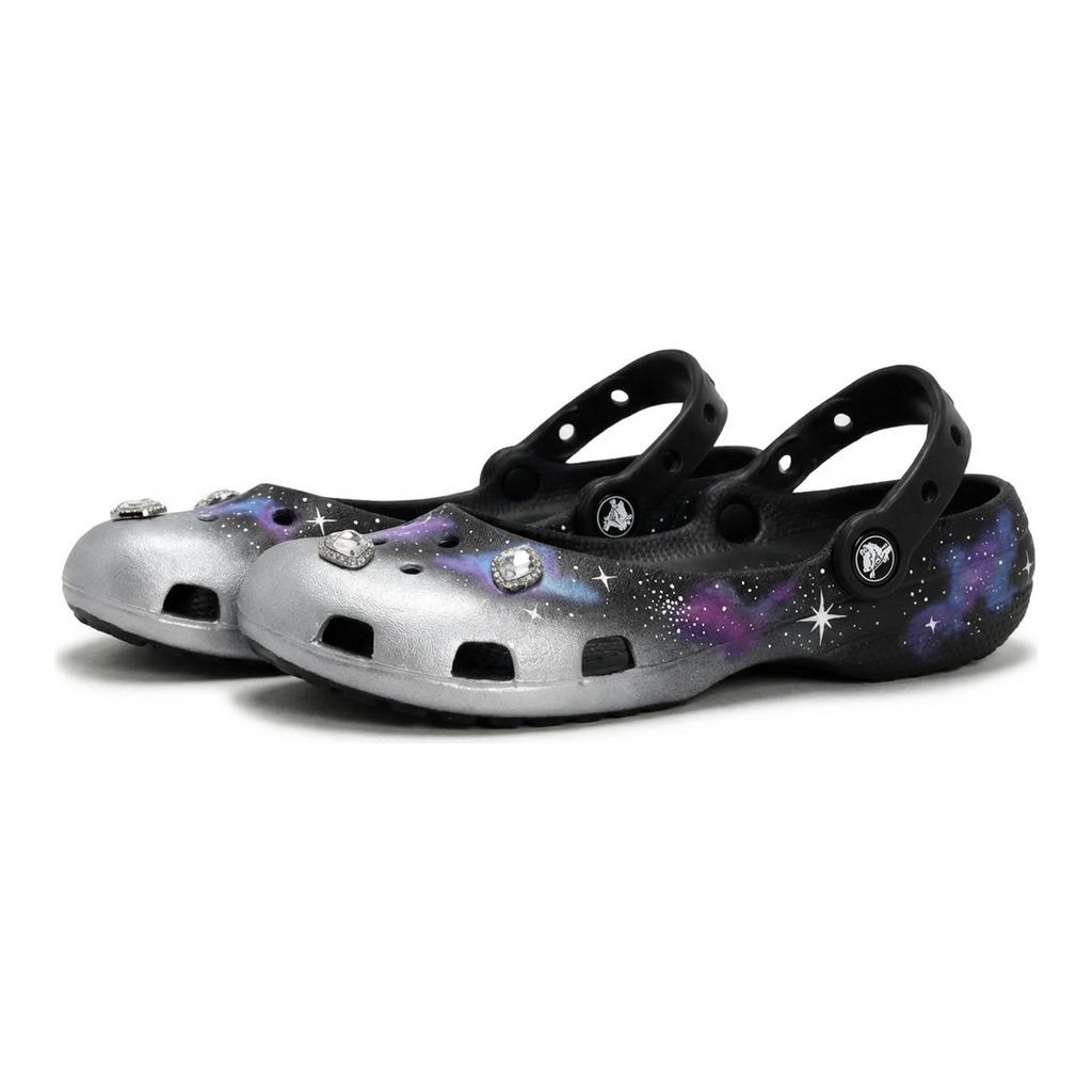 Crocs Классический Балет 811 Производство, Лунный Закат Галактика Клоги Женские Черный Синий Фиолетовый 211994-001(Team80-S-BOX)