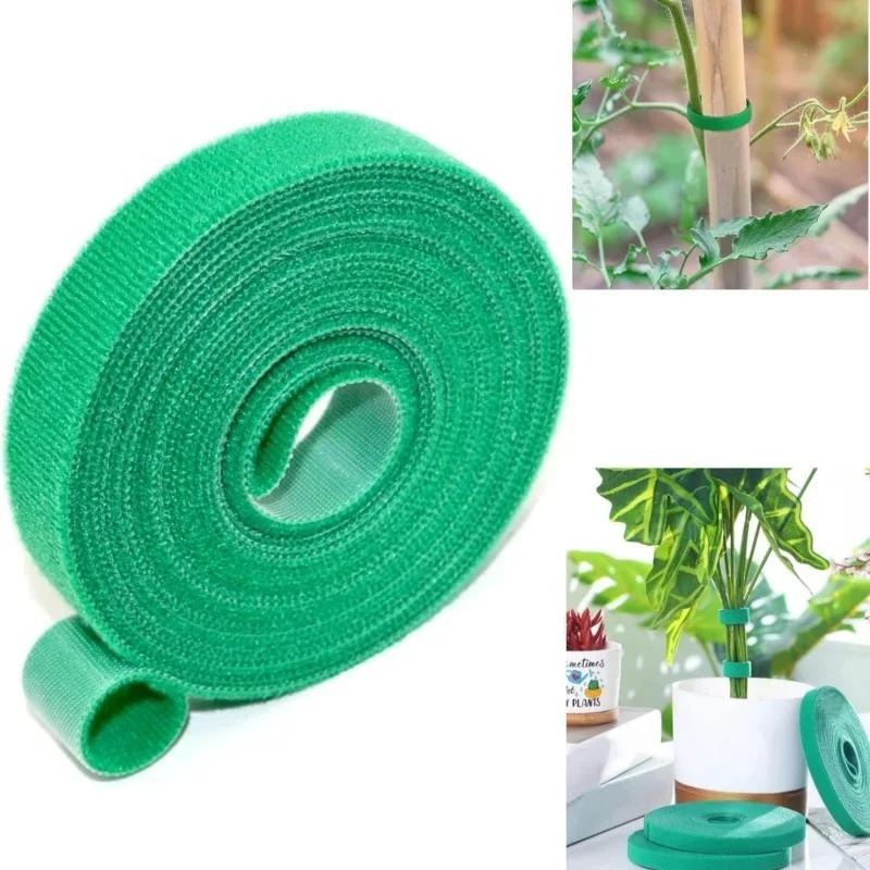 Self Adhesive Nylon Plant Tie Reusable Plant Hook Loop Ties Green Fastener Tape Bamboo Cane Wrap Support Home Garden Accessories