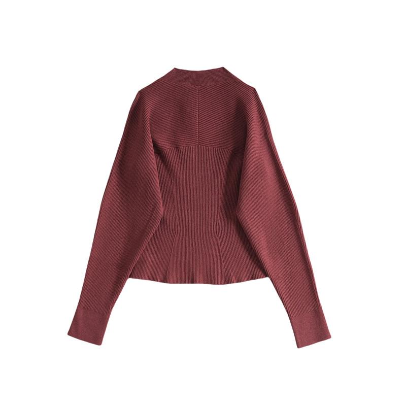 NEIWAI Women's Tight Fitting Long Sleeved Ribbed Knit Sweater