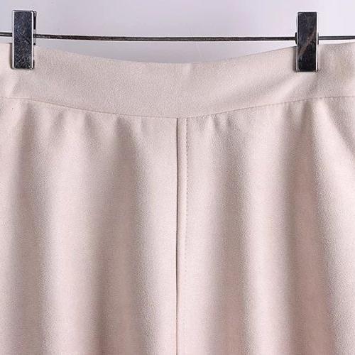 Осенне-зимняя ретро женская замшевая юбка с высокой талией, прилегающего кроя, женская юбка миди А-силуэта, расклешенная юбка