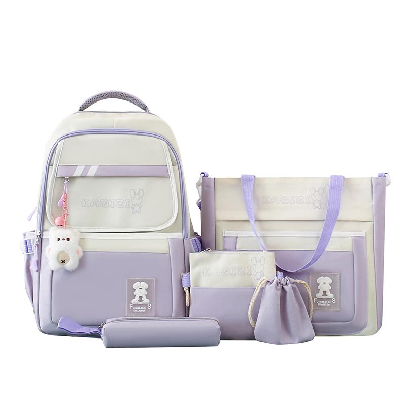 Комплект из пяти рюкзаков, школьный рюкзак для студента, женский рюкзак с цветными блоками, рюкзак большой вместимости