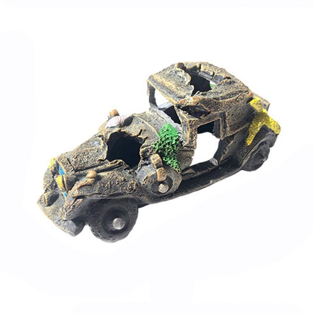 Многоцветное украшение для аквариума, орнамент, укрытие для рыб и креветок, подарок, затонувший автомобиль, украшение для аквариума