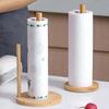 Wooden Roll Paper Towel Rack Holder Bathroom Tissue Vertical Stand Disposable Paper Pot Kitchen Toilet Storage Accessories