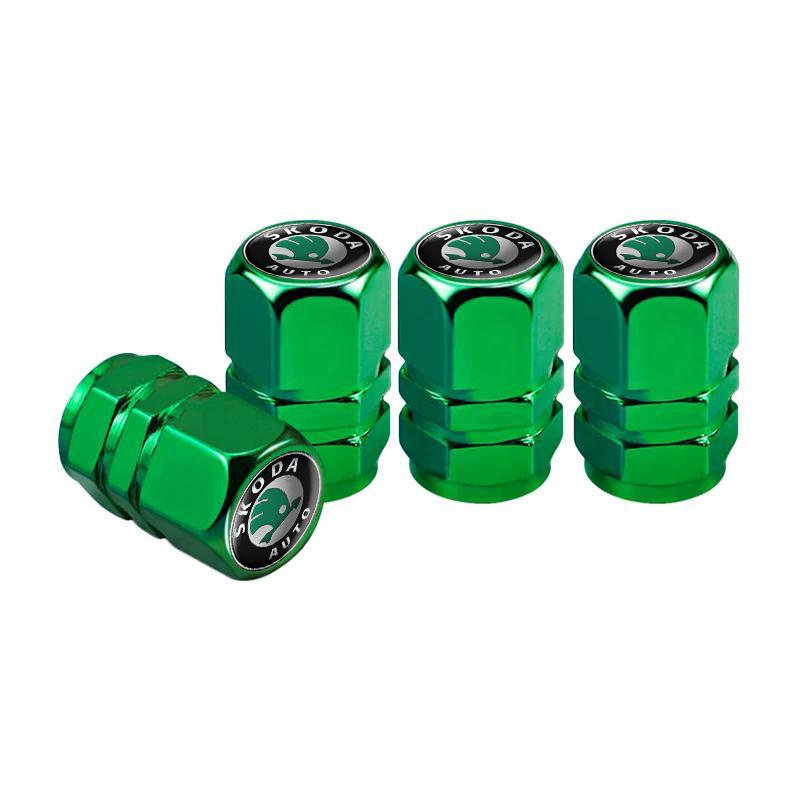 AHUN5 4Pcs Car Tire Valve Caps Metal Dustproof Wheel Stem Cover For Skoda Yeti Kamiq Kodiaq Karoq Octavia Fabia Rapid Vrs Mk3 Superb