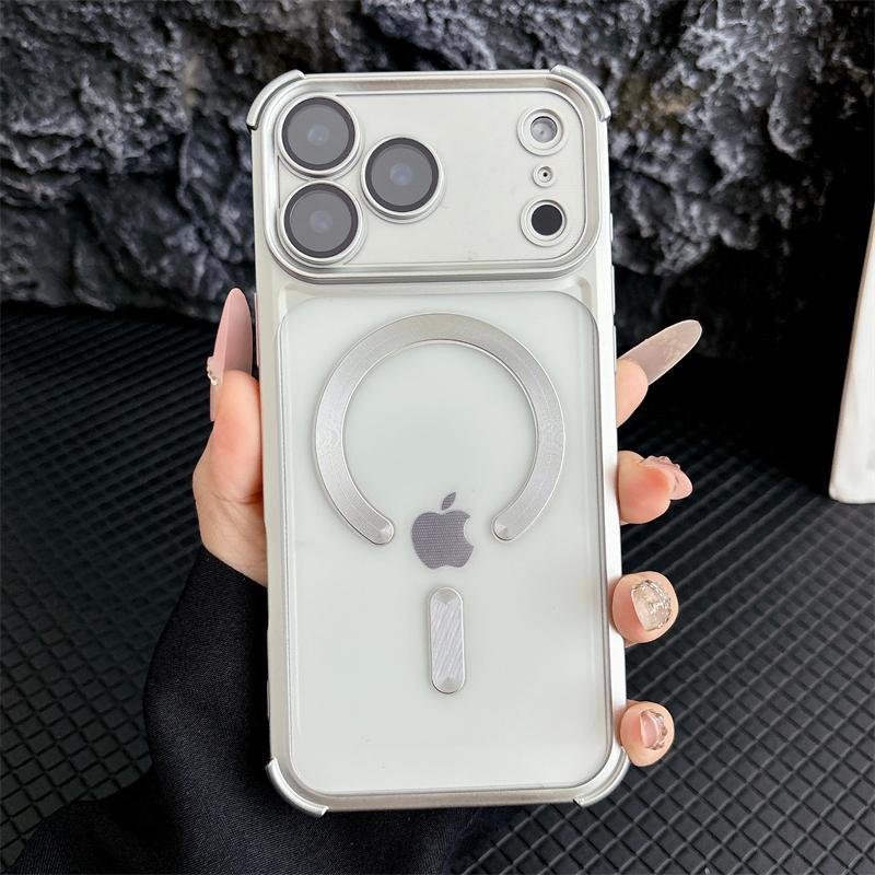Soft Matte Translunt Plating Case For iphone 17 Air 13 14 15 16 17 Pro Max For Magsafe Magnetic Wireless Charging Bumper Cover