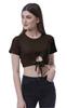 Women Front Knot Crop Top Short Sleeve Round Neck Tee Shirt Knotted