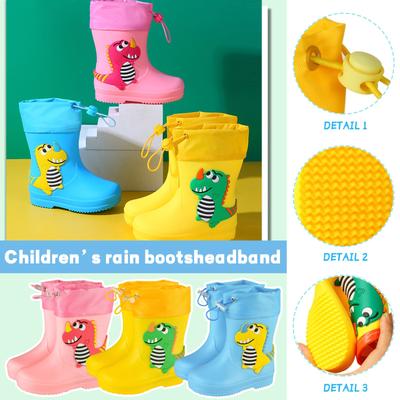Сапоги, детские непромокаемые резиновые сапоги половинной высоты на подкладке, дождевые ботинки с завязками, нескользящие дождевые сапоги с героями мультфильмов, легкие уличные сапоги