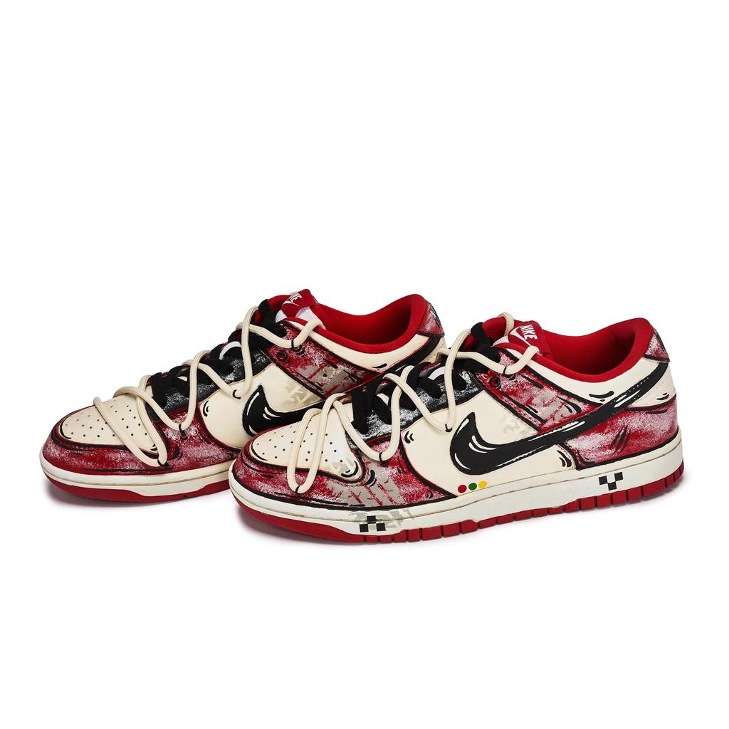 Nike Dunk LOW RETRO Abrasion Resistant Low top Skateboard Shoes Men's Black Beige Red HF5441-104(Team80-)