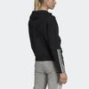 adidas Спортивная куртка с капюшоном и логотипом в полоску, женская, черная GS1380