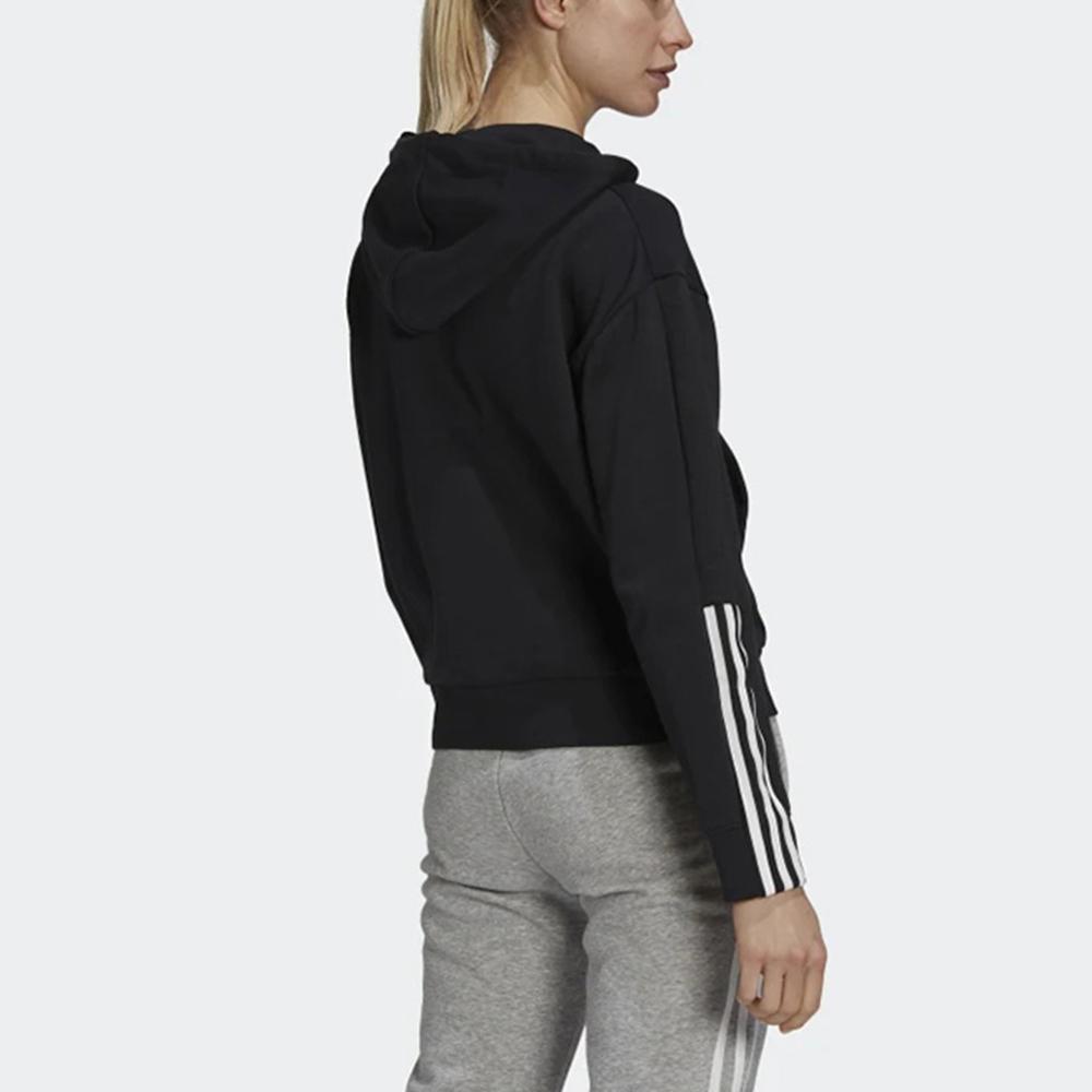 adidas Спортивная куртка с капюшоном и логотипом в полоску, женская, черная GS1380