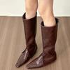 Женские высокие сапоги на плоской подошве с острым носком, зимняя дизайнерская новая обувь для вечеринок, женская обувь 2024 года, трендовые зимние сапоги, сексуальное платье, Mujer Zapatos
