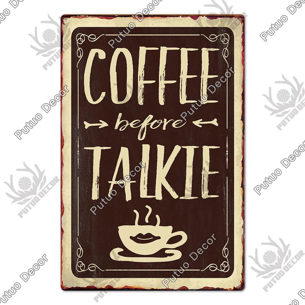Putuo Decor Coffee Vintage Tin Sign Plaque Metal Plate Wall Art Posters for Kitchen Bar Cafe Room Retro Iron Painting
