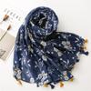 88*180cm Bohemia Flower Women Scarf Shawl Cotton Linen Feeling Tassel Pashmina Muslim Hijab Wrap Lady Viscose Scarf