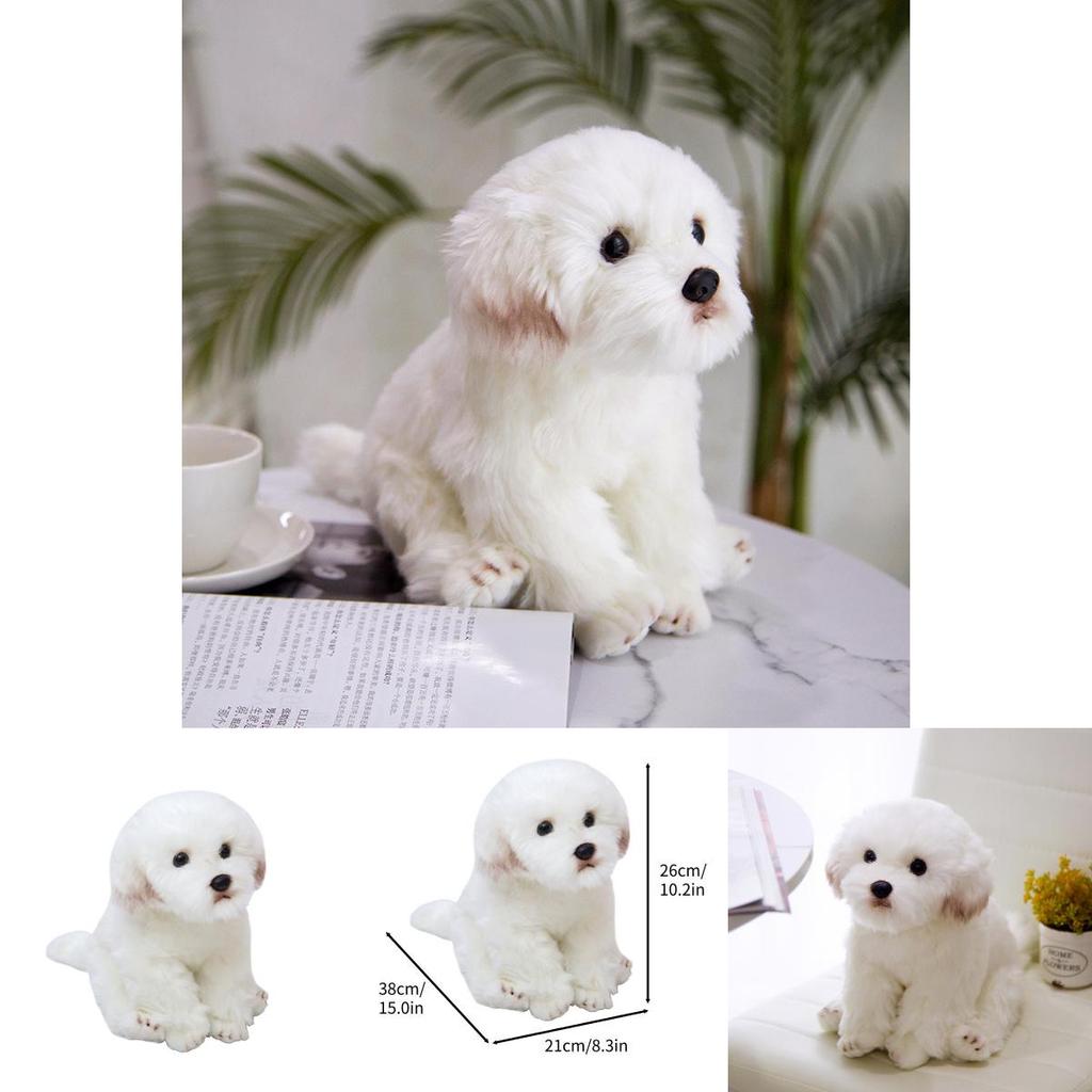 Очаровательная белая мальтийская плюшевая игрушка, наполнена волокном, длинношерстное чучело животного, 33x24x16см/38x26x21см