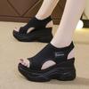 Women's Sandals Summer Wedge Heel Elastic Cloth Foot Ladies Sandals Fashion Trifle Elevation Casual Shoes