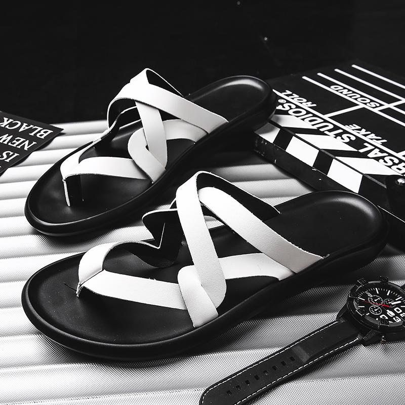 Уличные мужские пляжные сандалии, уличные римские тапочки, удобные полуботинки, новые повседневные ленивые туфли, нескользящие полускользящие шлепанцы