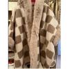 Черно-белый плед из меха ягненка, женский длинный плащ-пончо с рукавами «летучая мышь», зимнее плотное уличное свободное пальто из искусственной шерсти со шляпой