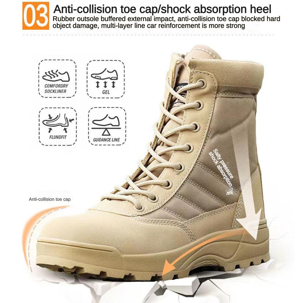 Fashion High-Performance Tactical Boots for Men Black Waterproof Outdoor Hiking Boots Anti-Slip Military Boots