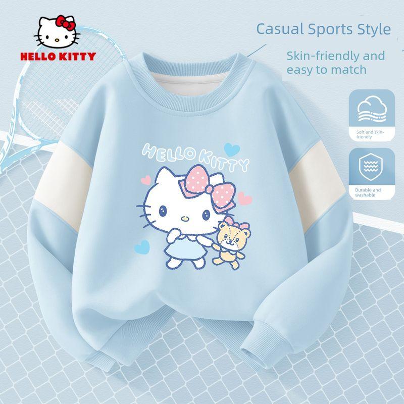 Hellokitty Girls' Sweatshirt, Spring and Autumn Style, Pink Children's Top, Early Spring Children's Clothing, Girls' Long-Sleeved Base Shirt
