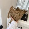 New Half Round Straw Bags for Women Summer Beach Rattan Bag Handmade Woven Half Moon Crossbody Bag Handbags