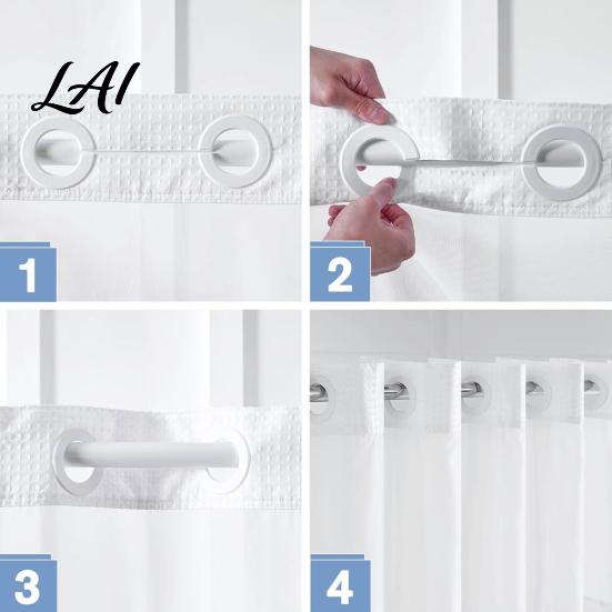 Heavy Duty Waterproof Shower Curtain No Hook Curtain with Snap-on Liner Easy Installation Mesh Top Machine Washable Divider for Bathroom