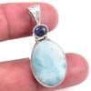 Natural Republic Larimar,Kyanite 925 Solid Sterling Silver Pendant 1.50'' Y9d79