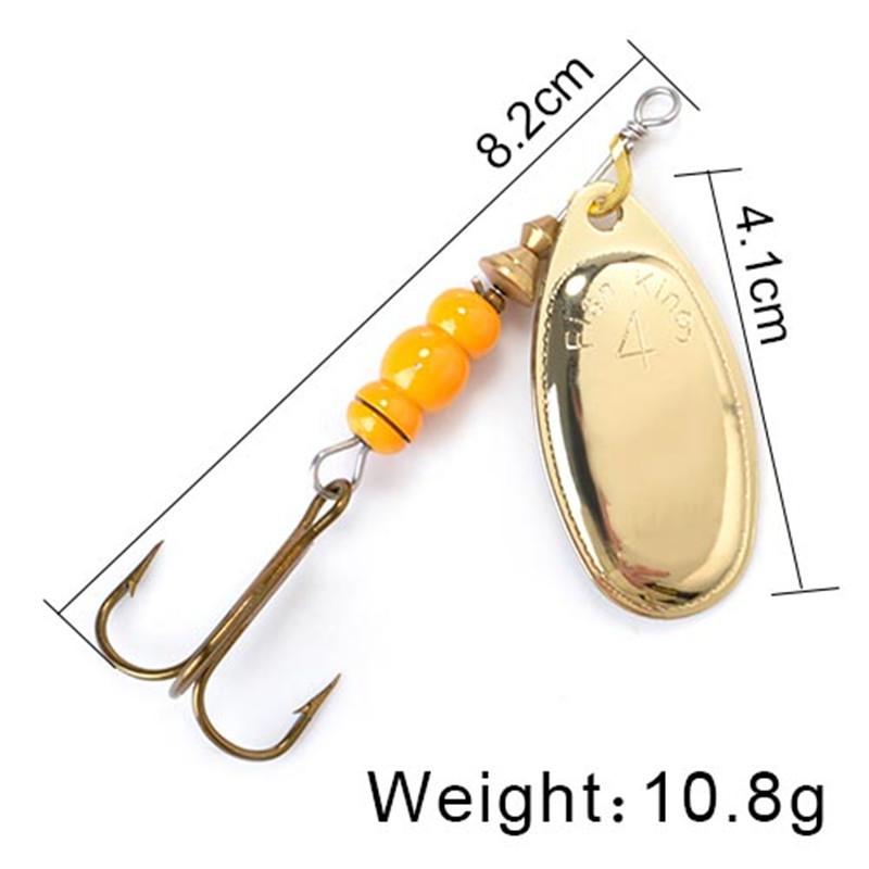 FISH KING Spinner Bait 3,9 г, 4,6 г, 7,4 г, 10,8 г, 15 г, приманки для ложки, металлические приманки для щуки с тройными крючками, искусственная приманка для окуня, рыболовная приманка