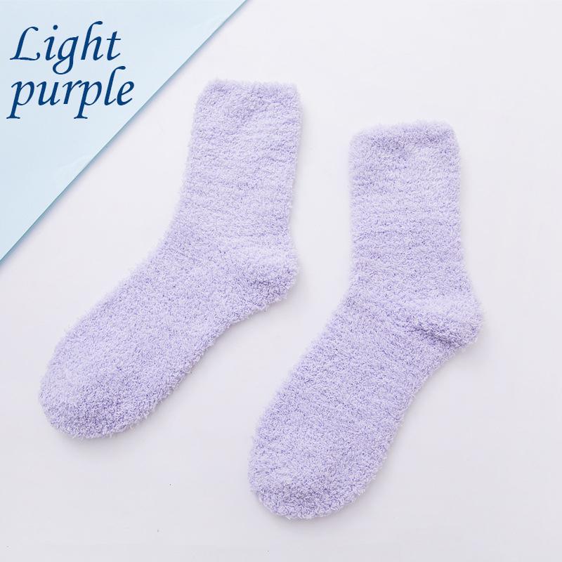 Носки ярких цветов, теплые носки, плюшевые носки, женские носки до середины икры из кораллового флиса, женские носки