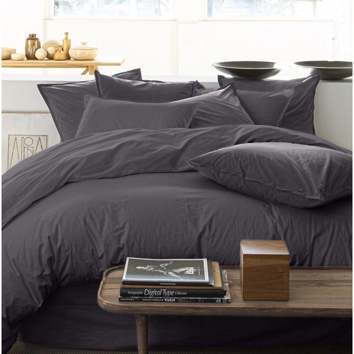 Housse de couette 220 x 240 cm Percale de coton lavé jaune