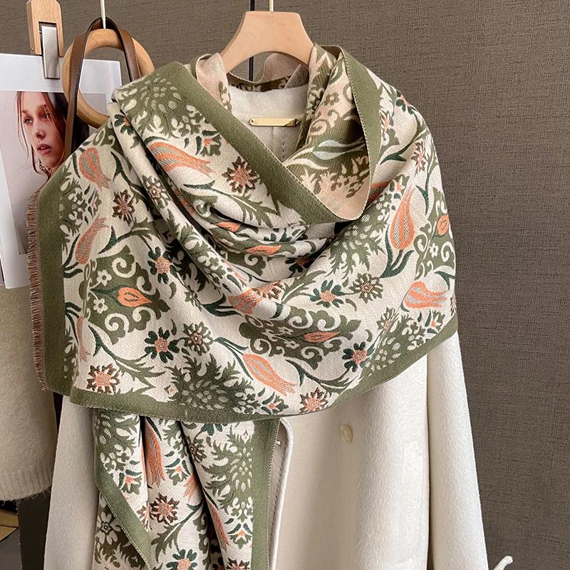 Winter Warm Cashmere Scarf for Women Luxury Pashmina Blanket Thick Shawl Wrap Neckerchief Fashion Bufanda Echarpe Poncho