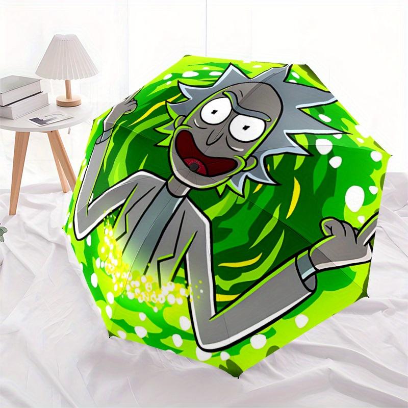1pc Rick Sanchez, Portal Self-Folding Umbrella, 8-Bone Compact Travel Umbrella, Durable Plastic And Iron Frame121