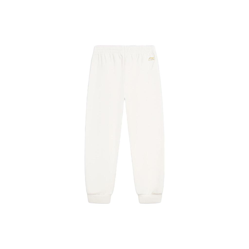 Li Ning Daily Prosperity Series однотонные повседневные трикотажные спортивные брюки с манжетами женские брюки цвета не совсем белого AKLU028-4
