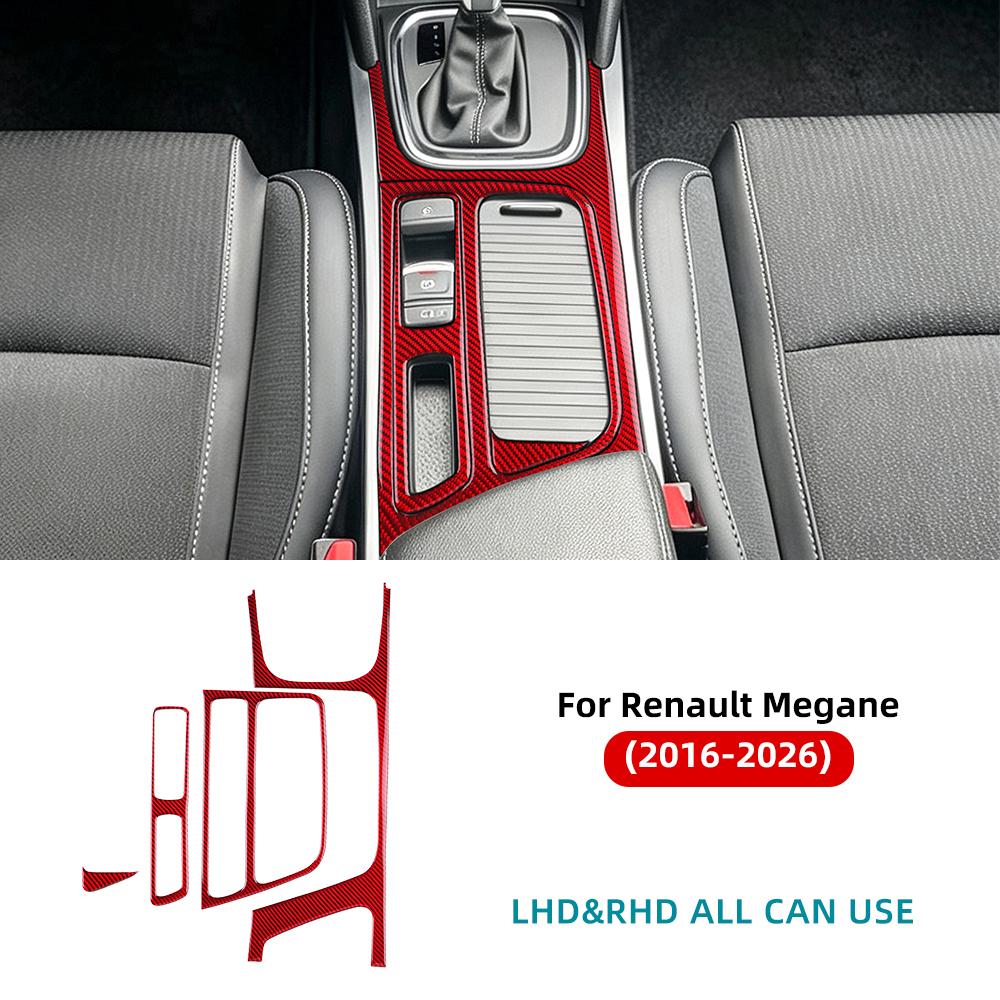 Sticker For Renault Megane IV 2016 2017 2018 2019 2020 2021 2022-2026 Car Center Console Gear Shift Panel Real Soft Carbon Fiber