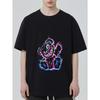Black T Shirt with Neon Bear Graphic Print for Casual Wear
