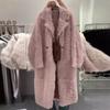 Осенне-зимнее новое пальто Xiaoxiangfeng rich daughter средней и длинной толщины из утолщенной теплой розовой шерсти ягненка для женщин