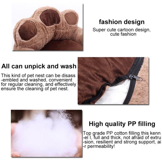 Lovely Paw Shape Dog Cats Pet Cushion Bed Warm Plush Soft Nests Kennel