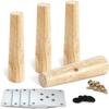 Pack of 4 Wooden Furniture Feet, Sofa Feet, 15 Cm Conical Replacement Table Legs, Furniture Legs with Mounting Plates & Screws for Sofa, Cabinet