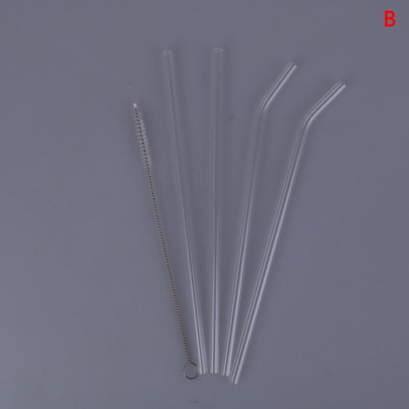 5 шт., прозрачные стеклянные соломинки с прямым изгибом, щетка для чистки напитков, напитков, бара