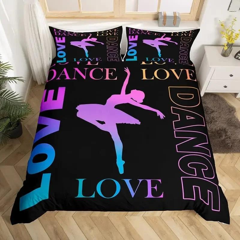 Пододеяльник Love Gymnastics King Queen, комплект постельного белья для занятий балетом на полу, неоново-розовый, для танцев, чехол из полиэстера