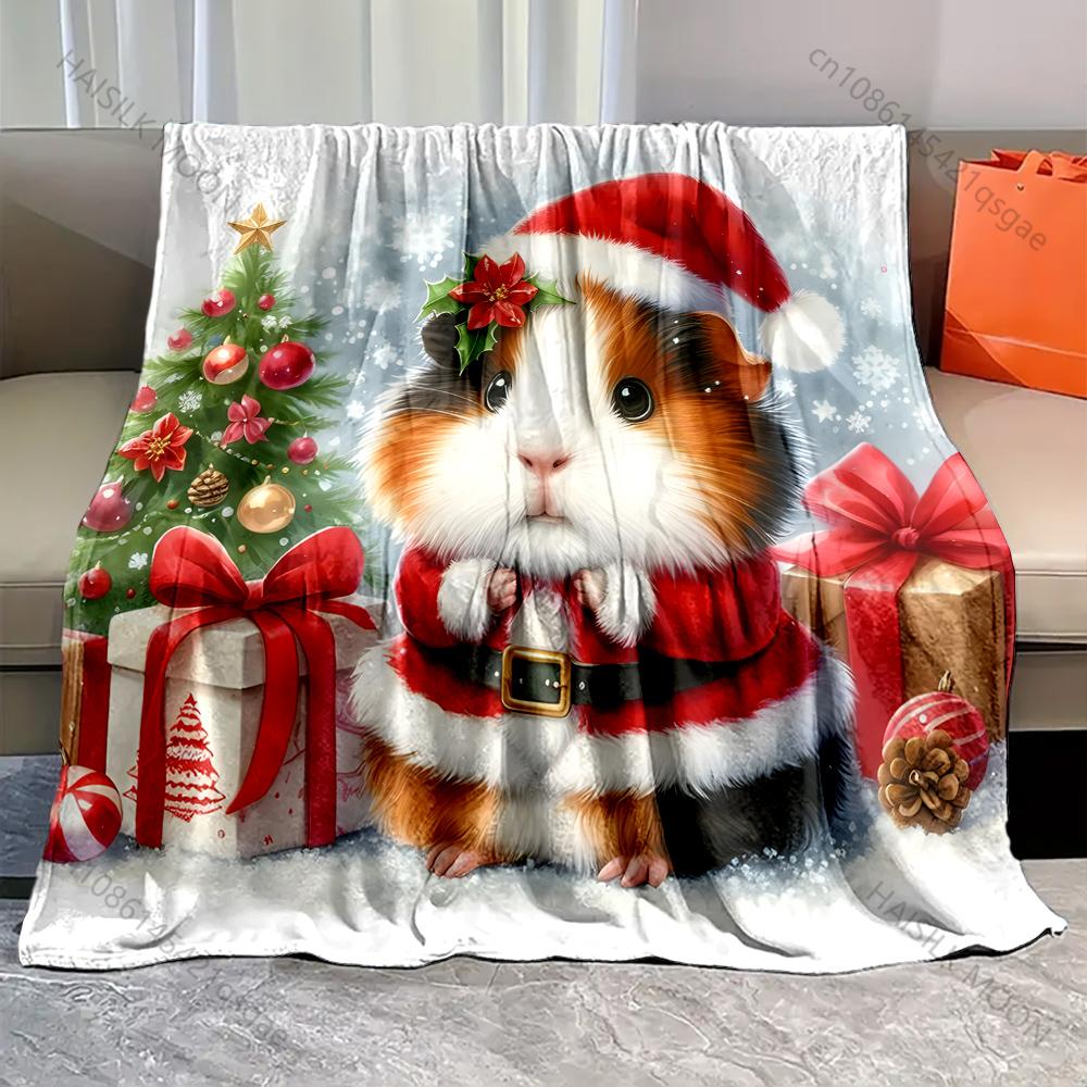Festive Christmas Theme with Gifts Pattern Blanket Flannel Material Soft Warm for All Seasons Home Outdoor Camping Picnics RV