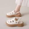 2024 New Wedges Heels Platform Sandals Women Hollow Out PU Leather Gladiator Sandals Woman Summer Thick Sole Sandalias De Mujer