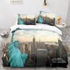 American City Landscape Duvet Cover Set Statue Of Liberty Pattern King Queen Size Comforter Cover For Teen Polyester Bedding Set