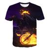 Evil Knight Skull Printed Short Sleeved T-shirt with Flame Pattern Skull Personalized Clothes for Men
