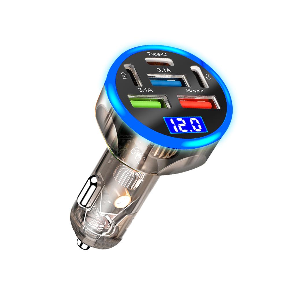 200 Вт 6 портов автомобильное зарядное устройство быстрая зарядка PD QC3.0 USB C автомобильное зарядное устройство для телефона адаптер типа C в машину для iPhone Samsung Huawei Xiaomi