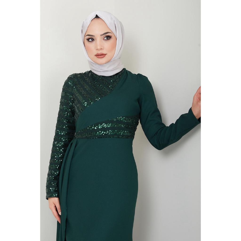 Женская одежда Вечернее платье Модное накидка с блестками Хиджаб Вечернее платье в форме рыбы 2711 Черный